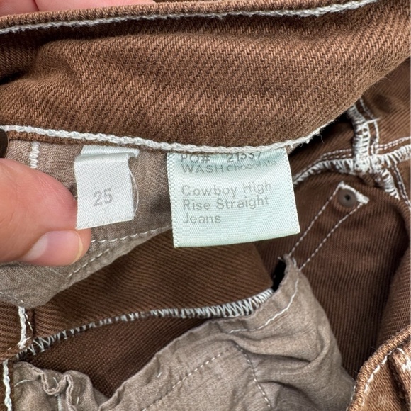 Reformation High Rise Straight Cowboy Jeans Brown, Size 25 - Picture 4 of 13